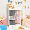 Children Armoire Dresser Kids Wooden Hanging Dress Up Wardrobe with Mirror