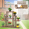 6-Tier Wooden Plant Stand 9 Pots Flower Display Shelf Indoor Outdoor Decoration