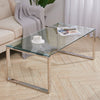 Modern Coffee Table Side Rectangle Table Tempered Clear Glass Table Metal Frame