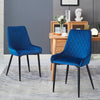 Set of 2/4/6 Blue Velvet Dining Chairs Dining room Kitchen High Back Metal Leg