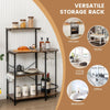 4-Tier Kitchen Bakers Rack Microwave Oven Stand Storage Organizer w/ 6 Hooks