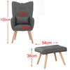 Vintage Fabric Wingback Chair Accent Tub Armchair with Oak Legs Footstool Lounge