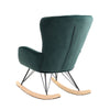 Dark Green Velvet Rocking Armchair Chair Lounge Swing Seat Metal Wooden Legs