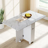 Drop Leaf Dining Table Mobile Folding Writing Desk 1 Drawer Storage Shelf Wheels
