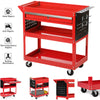 3Tier Tool Trolley Cart Storage Shelf Roller Cabinet Garage Workshop with Drawer