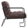 Mid Back Faux Leather Armchair Upholstered Accent Chair Leisure Sofa Living Room