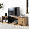 180 cm TV Stand Modern Entertainment Sideboard Wood Cabinet Unit w/ Glas Shelves