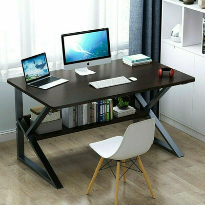 Home Office Computer Desk Study PC Writing Table Workstation 2 Shelf Furniture