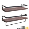 Industrial Wood Bathroom Shelf Shelves Floating Wall Mounted with Towel Hanger