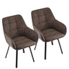 Swivel Dining Chairs x 2 Faux Leather Padded Seat Brown Grey Dining room Kitchen