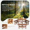 6-Person Outdoor Wooden Round Picnic Table Garden Circular Picnic Bear Table