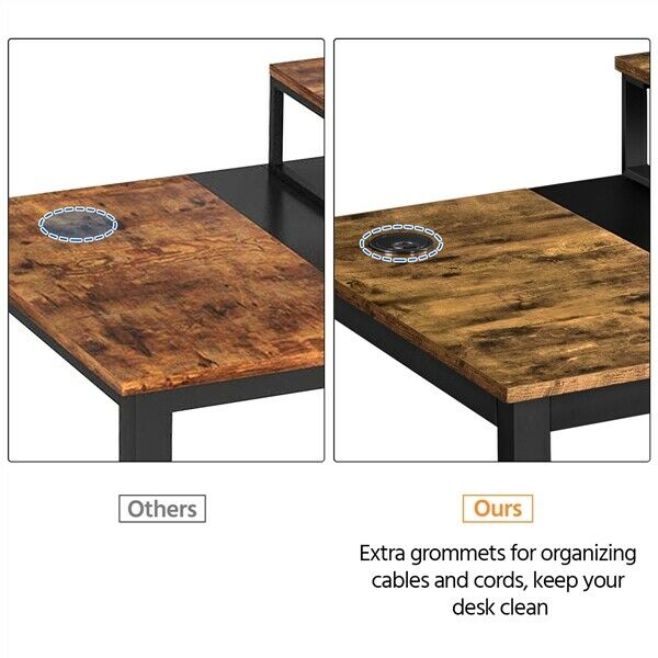 Wooden Computer Desk Study Desk Home Office Table with Movable Monitor Stand