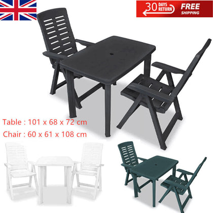 Garden Bistro Set Table & Chairs Set Coffee Table 3 Piece Folding Chair Outdoor