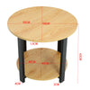 2 Tier Wooden Coffee Table With Metal Legs 50/60cm Round Side Table Home Office