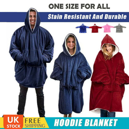 Hoodie Blanket Oversized Ultra Soft Comfy Plush Sherpa Giant Hooded Sweatshirt