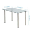 Modern Clear Tempered Glass Dining Table Metal Chrome Legs Dining Room Kitchen