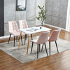 Set of 4 Pink Velvet Dining Chairs Kitchen Dinning Room Metal Leg Padded Modern
