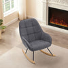 Modern Grey Linen Fabric Armchair Rocking Single Sofa Chair Relaxing Padded Seat