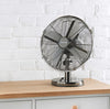 New Blaupunkt 12 inch Metal Desk Fan 3 Speed Oscillating Standing - Black Chrome