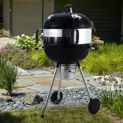 Portable Barbecue Charcoal BBQ Grill Smoker Backyard Roaster Wheels Pizza Oven