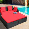 Rattan Garden Daybed Furniture Set Patio Sun Bed 2 Seater Lounger with Cushions