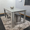 Grey Dining Table And 4 Chairs Dining Room Wood kitchen table and Leather chairs