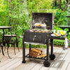 Portable Charcoal Grill BBQ Offset Smoker Combo w/ Wheels & Side Table Camping
