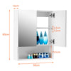 White Bathroom Mirror Cabinet Wall Mounted Storage LED Unit Corner Wooden Shelf