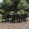 7 Piece Garden Dining Set Black Solid Wood Pine D6C7