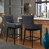 Kitchen Counter Chair Dark Grey Seat Button Studded High Pub Bar Stools Wingback