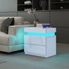 High Gloss LED Bedside Cabinet Tables Nightstand 2 Drawers Bedroom Lamp table