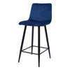 75CM Seat High Blue Velvet Bar Chairs Counter High Chairs Padded Seat Back Rest