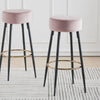 Round Velvet Breakfast Bar Stools 2pcs Pink Padded Counter High Dining Chairs UK