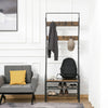 Industrial Coat Rack Stand with 8 Hooks Hangers Storage Cabinet Brown