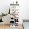 7+6 Tier Wooden Shoe Storage Rack Entryway Display Organizer with Drawer & Hooks