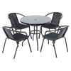 Tempered Glass Top Table Garden Dining Table Outdoor Patio Bistro Umbrella Hole