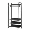 Bedroom Double Open Wardrobe 4 Shelves Furniture Storage Cupboard Black