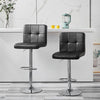2Pcs Black Barstools Faux Leather Gas Lift Bar Chair Height Adjustable Modern