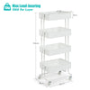 4 Tier Storage Trolley Cart Rolling Utility Organiser Shelf Mesh Basket & Wheels