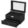 20 Grid Slots Watch Box Leather Display Glass Top Jewelry Storage Organizer Case