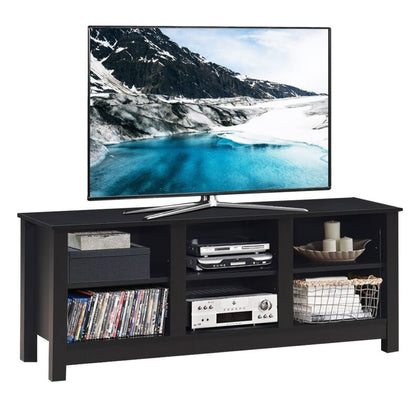 TV Stand for TVs up to 55 Inches Wooden 6 Storage Compartments TV Cabinet Table
