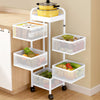 Mobile Kitchen Rotating Shelving Cart Vegetable Storage Basket Space Saving Rack