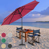 2.4x3m Round Garden Parasol with Base Set Outdoor Umbrella Sun Shade Crank Tilt