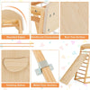 6 in 1 Wooden Climber Playset Double-sided Ramp Monkey Bars Climbing Net Ladder