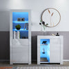 HIgh Gloss Cabinet Cupboard Sideboard Tall Display Unit White Matt RGB LED Light