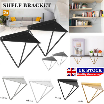 2PCS Durable Hairpin Industrial Wall Shelf Brackets Support Metal Prism Mount UK