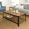 Vintage Industrial Coffee Table with Storage Shelf Rustic Side Table Living Room