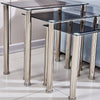 Square Nest of 3 Tables Glass Nested Side End Tables Set Black Clear Modern Home