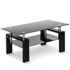 Modern Rectangle Glass Coffee Table With Storage Shelf Living Room Furniture QA