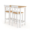 3 Piece Pine Wood High Dining Table Set & 2 Stools Chairs Seat Kitchen Furniture